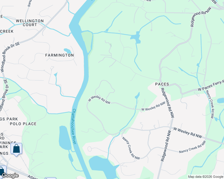 map of restaurants, bars, coffee shops, grocery stores, and more near 21 West Wesley Ridge in Atlanta