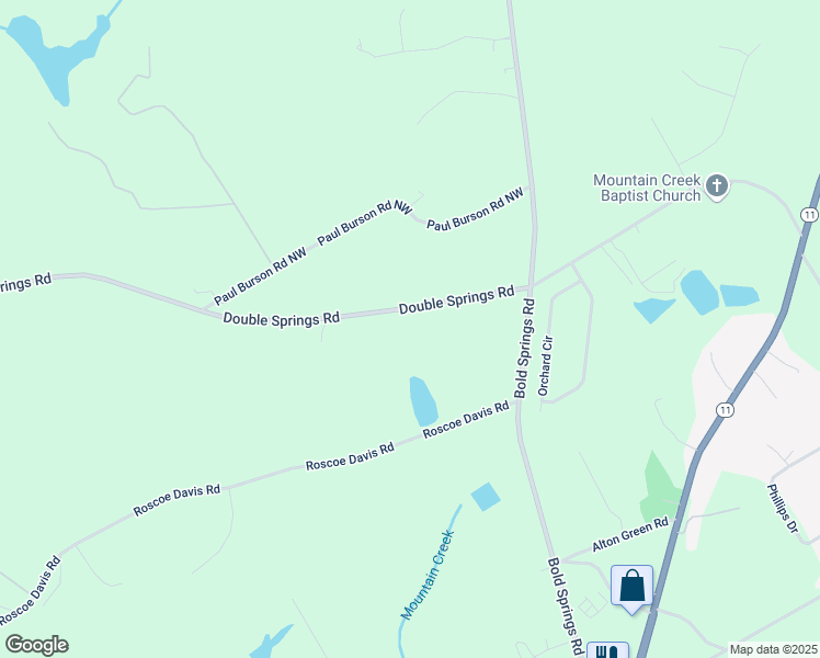map of restaurants, bars, coffee shops, grocery stores, and more near 132 Double Springs Road in Monroe