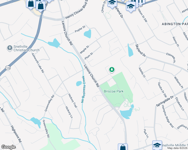map of restaurants, bars, coffee shops, grocery stores, and more near 2706 Lenora Church Road in Snellville