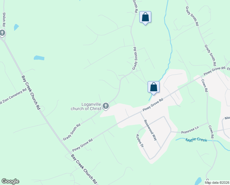 map of restaurants, bars, coffee shops, grocery stores, and more near 3740 Grady Smith Road in Loganville