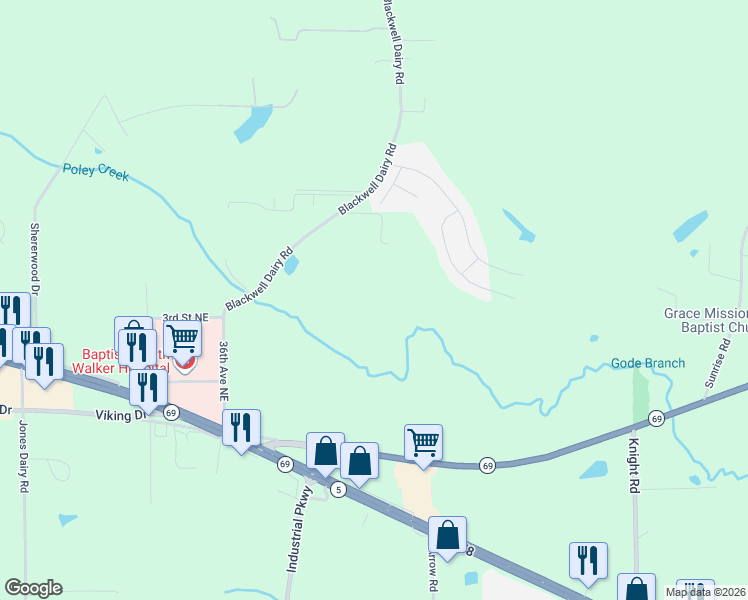map of restaurants, bars, coffee shops, grocery stores, and more near 210 Golden Gate Lane in Jasper