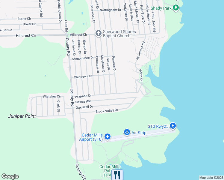 map of restaurants, bars, coffee shops, grocery stores, and more near 263 Arapaho Drive in Gordonville