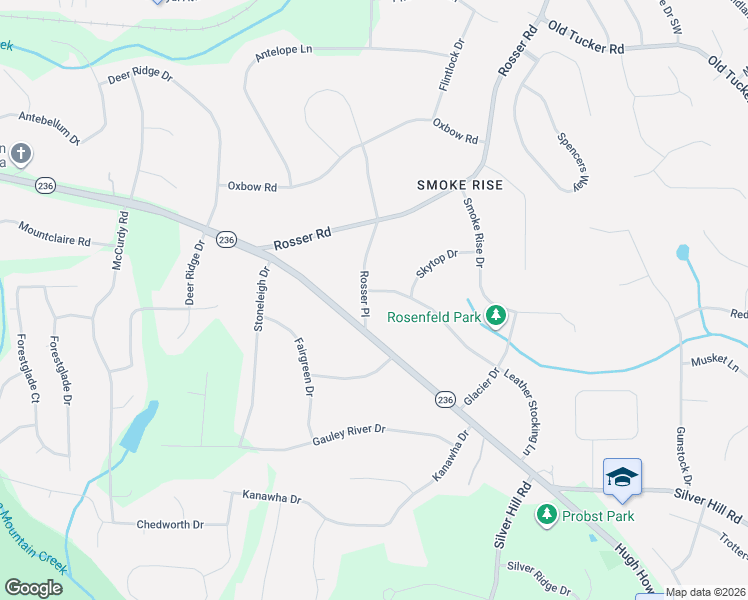 map of restaurants, bars, coffee shops, grocery stores, and more near 2091 Rosser Place in Stone Mountain