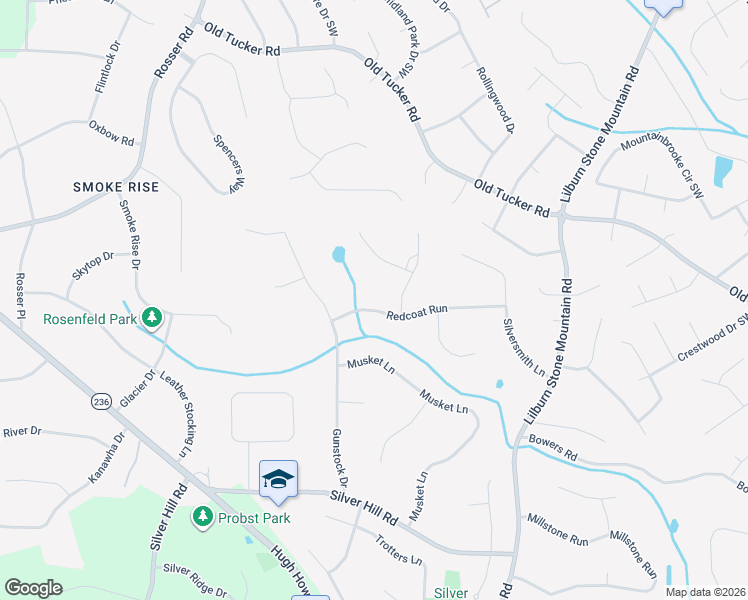 map of restaurants, bars, coffee shops, grocery stores, and more near 5659 Redcoat Run in Stone Mountain