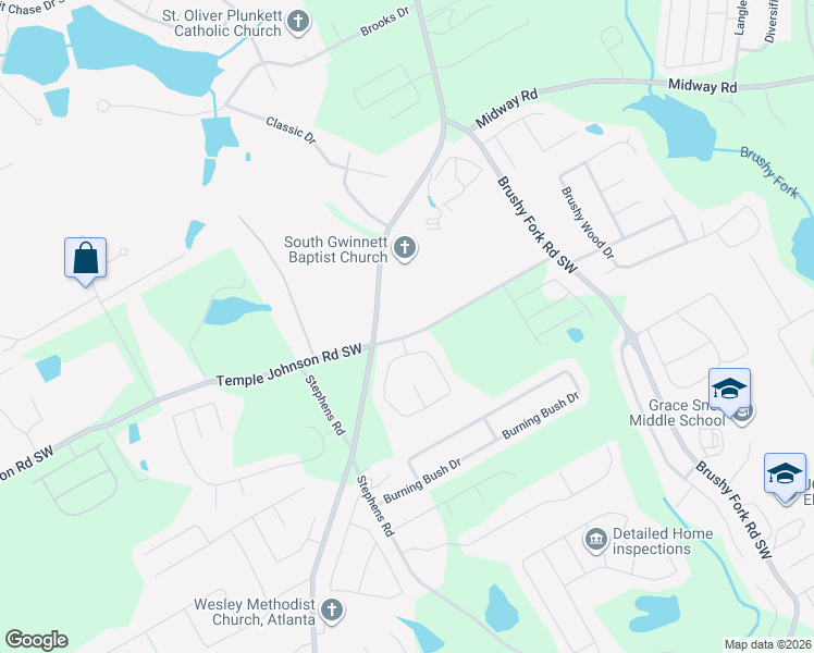 map of restaurants, bars, coffee shops, grocery stores, and more near 3500 Patrick Manor Road in Loganville