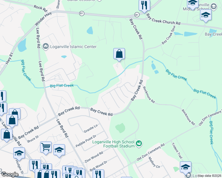 map of restaurants, bars, coffee shops, grocery stores, and more near 948 Spanish Moss Tr in Loganville