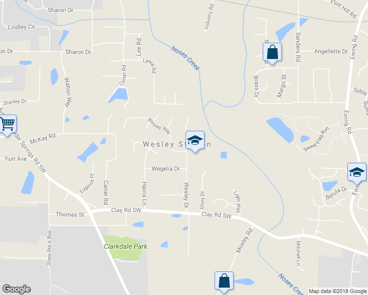 map of restaurants, bars, coffee shops, grocery stores, and more near 4370 Wesley Drive in Austell