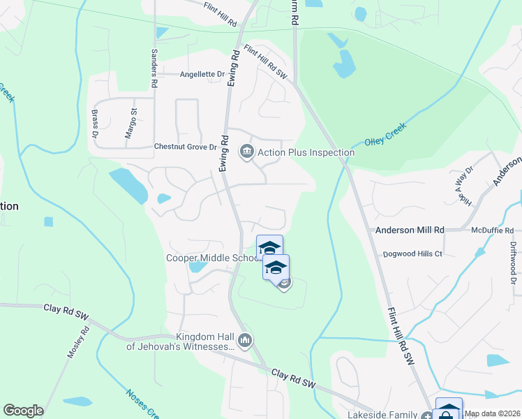 map of restaurants, bars, coffee shops, grocery stores, and more near 2754 Eloquent Lane Southwest in Austell