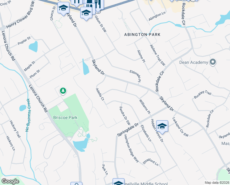 map of restaurants, bars, coffee shops, grocery stores, and more near 2853 Williams Place in Snellville
