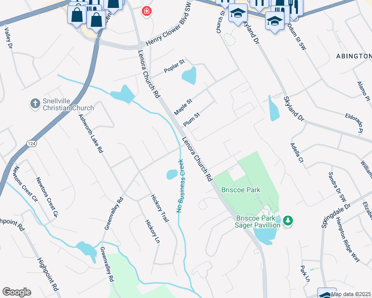map of restaurants, bars, coffee shops, grocery stores, and more near 2685 Lenora Church Road in Snellville