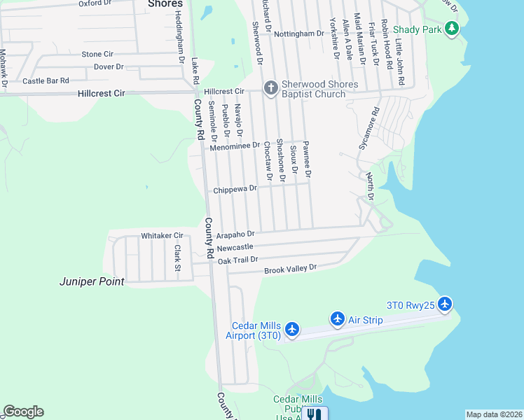 map of restaurants, bars, coffee shops, grocery stores, and more near 399 Choctaw Drive in Gordonville