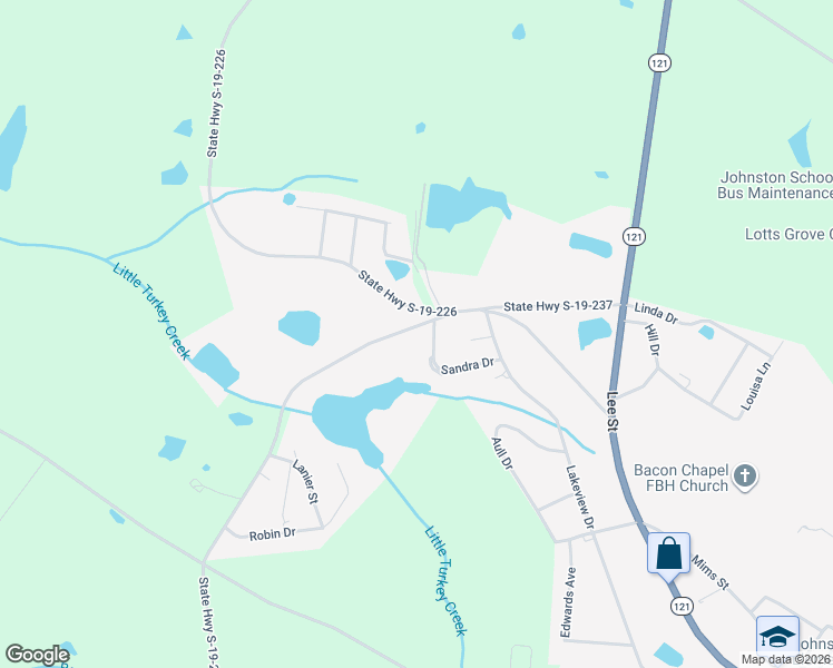 map of restaurants, bars, coffee shops, grocery stores, and more near 601 Ridge Road in Johnston
