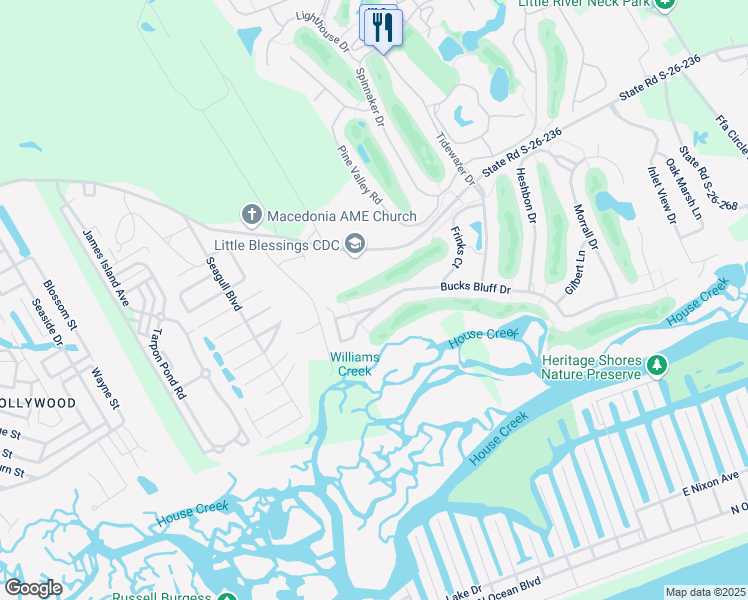map of restaurants, bars, coffee shops, grocery stores, and more near 4749 Bucks Bluff Drive in North Myrtle Beach
