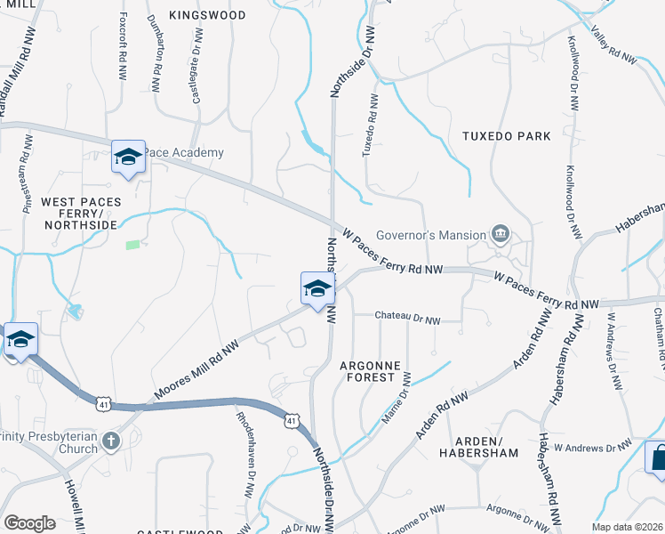 map of restaurants, bars, coffee shops, grocery stores, and more near 3295 Haven Ridge Drive Northwest in Atlanta