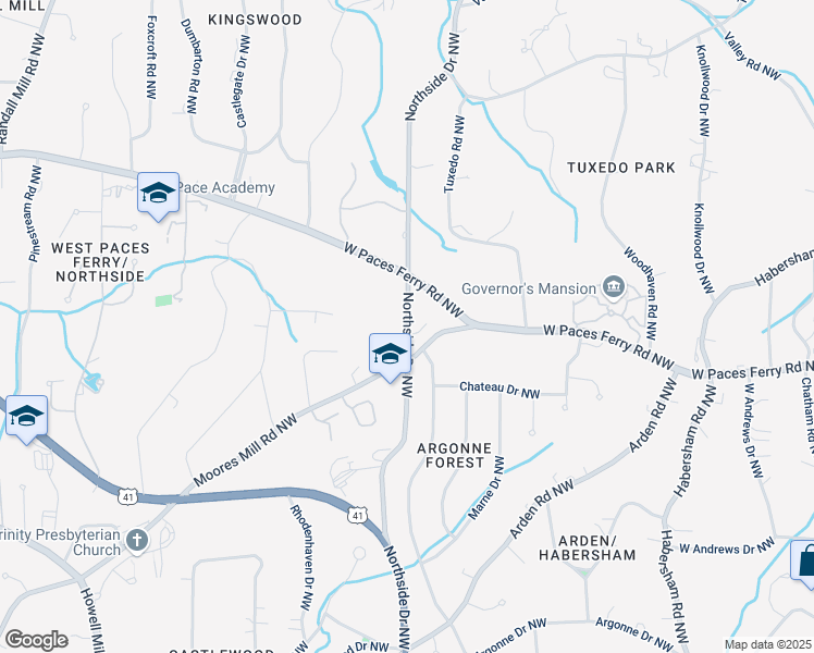 map of restaurants, bars, coffee shops, grocery stores, and more near 3320 Northside Drive Northwest in Atlanta