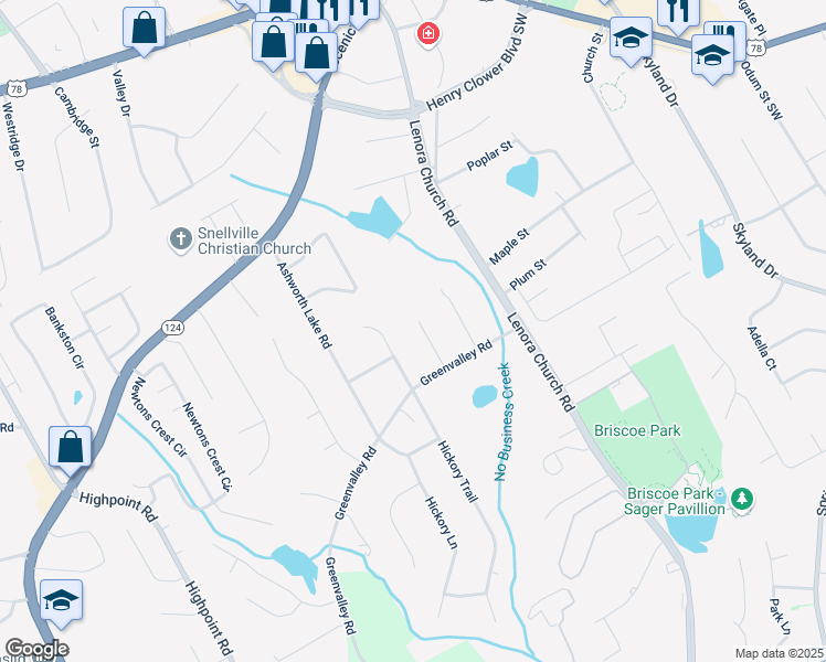 map of restaurants, bars, coffee shops, grocery stores, and more near 2633 Green Valley Court in Snellville