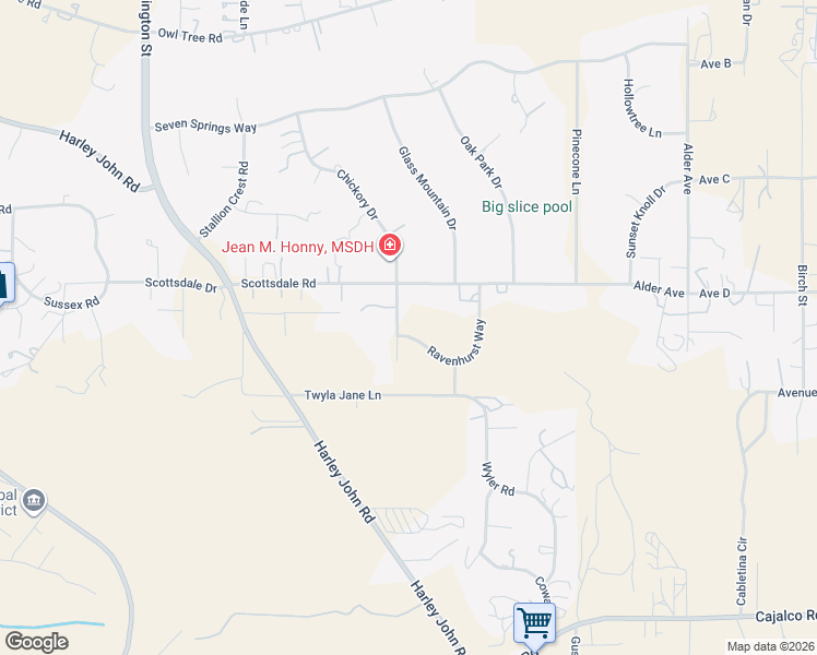 map of restaurants, bars, coffee shops, grocery stores, and more near 18953 Ravenhurst Way in Riverside