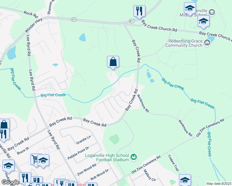 map of restaurants, bars, coffee shops, grocery stores, and more near 960 Spanish Moss Tr in Loganville