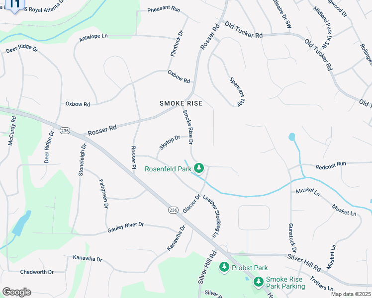 map of restaurants, bars, coffee shops, grocery stores, and more near 5413 Smoke Rise Drive in Stone Mountain
