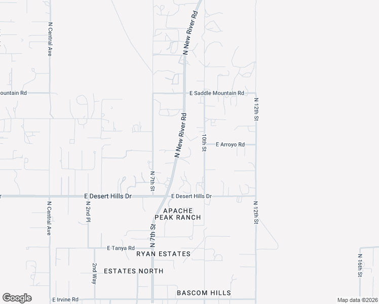 map of restaurants, bars, coffee shops, grocery stores, and more near 39611 North New River Road in Phoenix