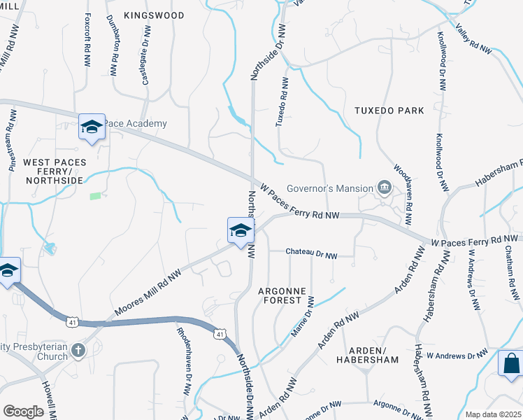 map of restaurants, bars, coffee shops, grocery stores, and more near 3288 Northside Drive Northwest in Atlanta