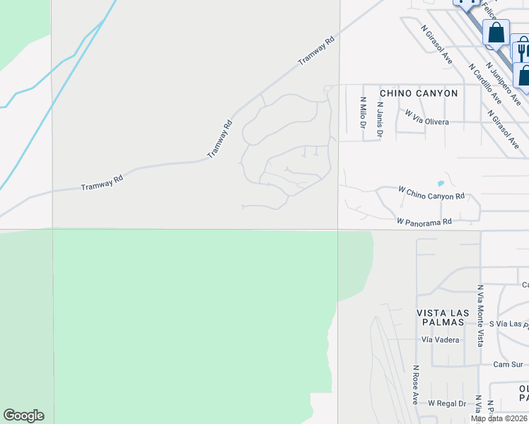 map of restaurants, bars, coffee shops, grocery stores, and more near 2365 Vista Distancia Court in Palm Springs