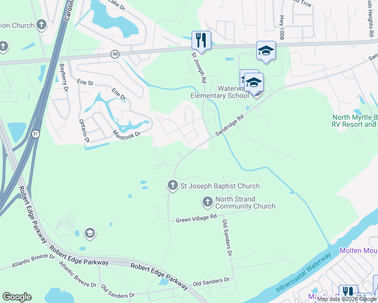 map of restaurants, bars, coffee shops, grocery stores, and more near 1107 Jasmine Trail in Little River