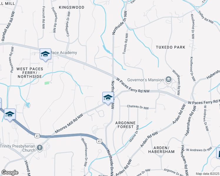 map of restaurants, bars, coffee shops, grocery stores, and more near 3320 Northside Drive Northwest in Atlanta