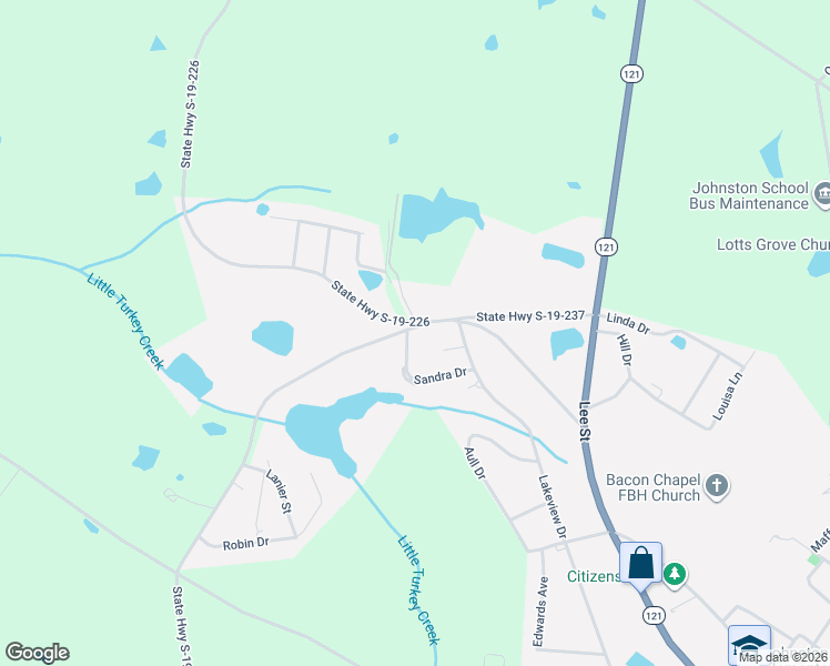 map of restaurants, bars, coffee shops, grocery stores, and more near 601 Ridge Road in Johnston