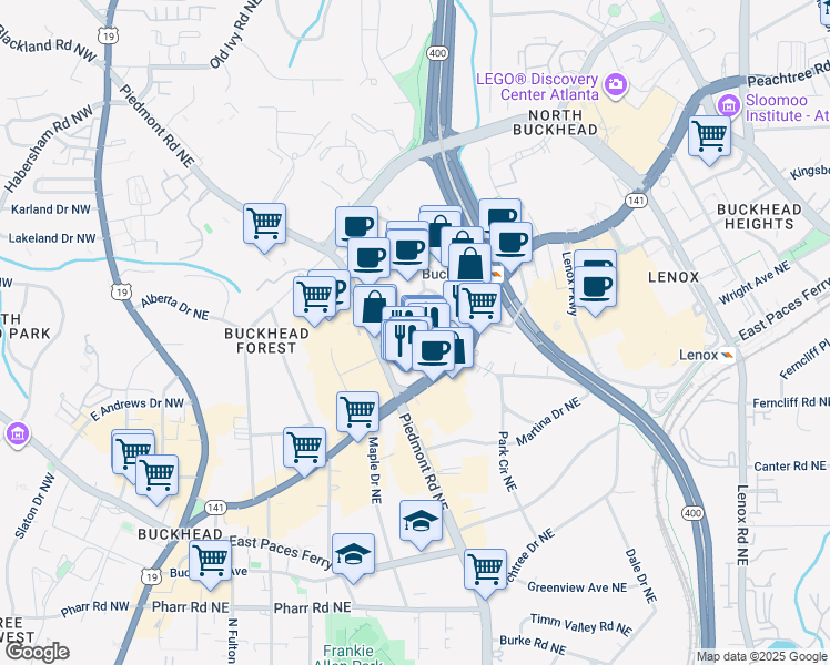 map of restaurants, bars, coffee shops, grocery stores, and more near 20 Terminus Place in Atlanta