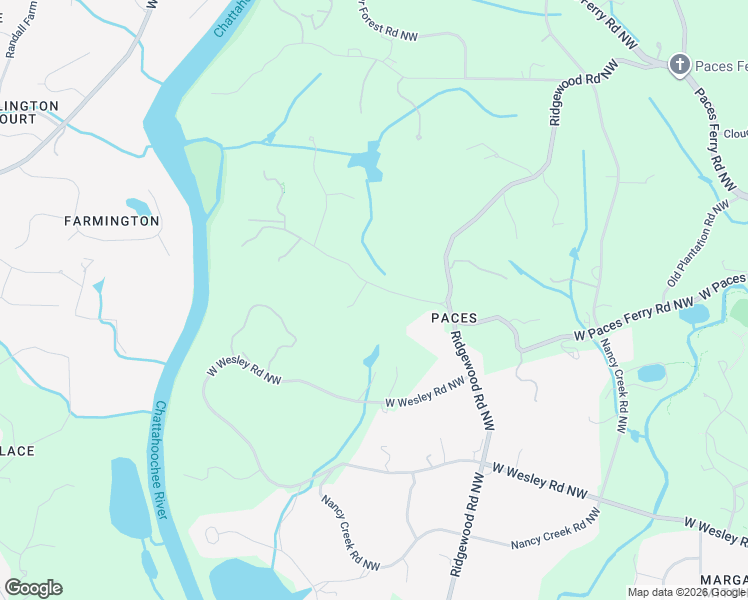 map of restaurants, bars, coffee shops, grocery stores, and more near 1924 West Paces Ferry Road Northwest in Atlanta