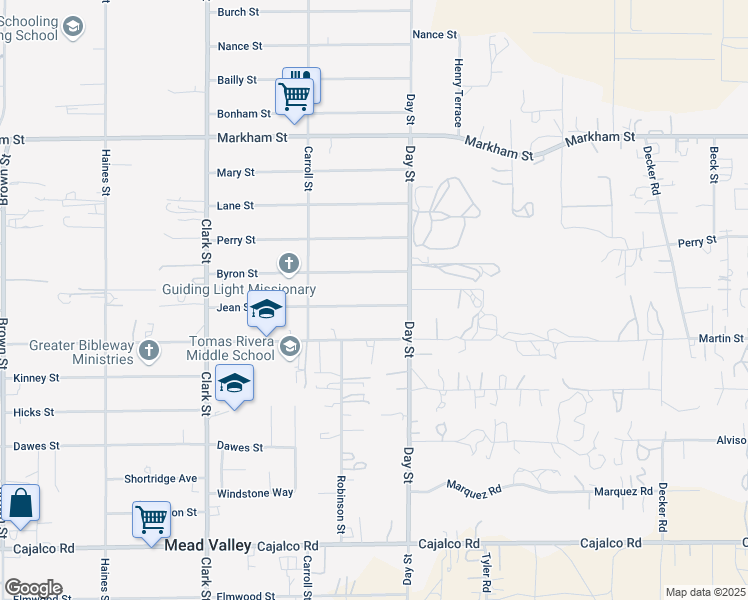 map of restaurants, bars, coffee shops, grocery stores, and more near 21916 Jean Street in Perris