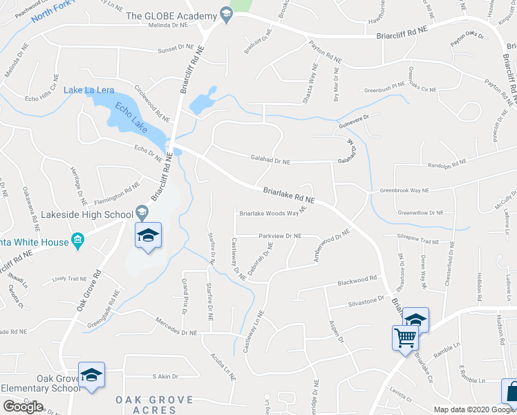 map of restaurants, bars, coffee shops, grocery stores, and more near 2706 Briarlake Woods Way Northeast in Atlanta