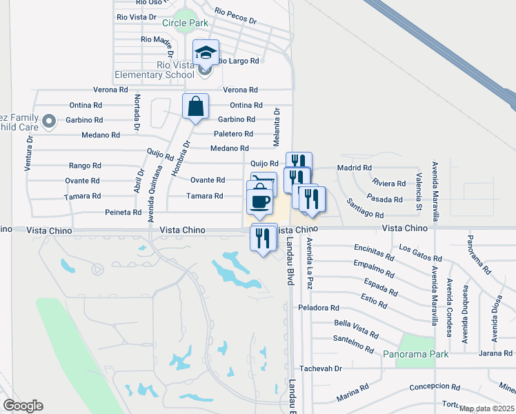 map of restaurants, bars, coffee shops, grocery stores, and more near 67800 Vista Chino in Cathedral City