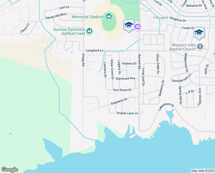 map of restaurants, bars, coffee shops, grocery stores, and more near 5009 Lantana Drive in Wichita Falls