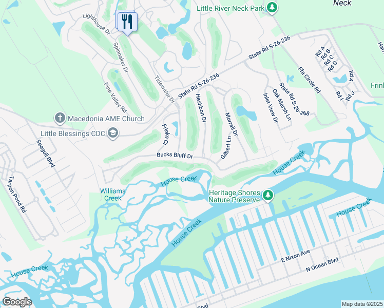 map of restaurants, bars, coffee shops, grocery stores, and more near 4909 Bucks Bluff Drive in North Myrtle Beach