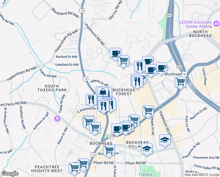 map of restaurants, bars, coffee shops, grocery stores, and more near 277 Alberta Drive Northeast in Atlanta