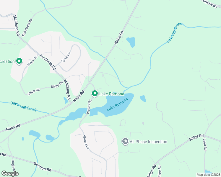 map of restaurants, bars, coffee shops, grocery stores, and more near 6060 Nebo Road in Hiram