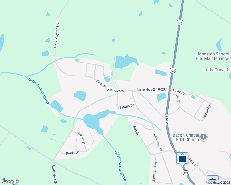 map of restaurants, bars, coffee shops, grocery stores, and more near 601 Ridge Road in Johnston