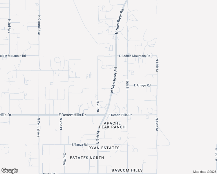 map of restaurants, bars, coffee shops, grocery stores, and more near 39611 North New River Road in Phoenix