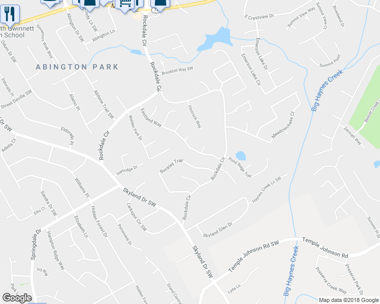 map of restaurants, bars, coffee shops, grocery stores, and more near 3041 Eastland Way in Snellville