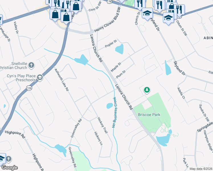 map of restaurants, bars, coffee shops, grocery stores, and more near 2660 Wil-Co Court in Snellville