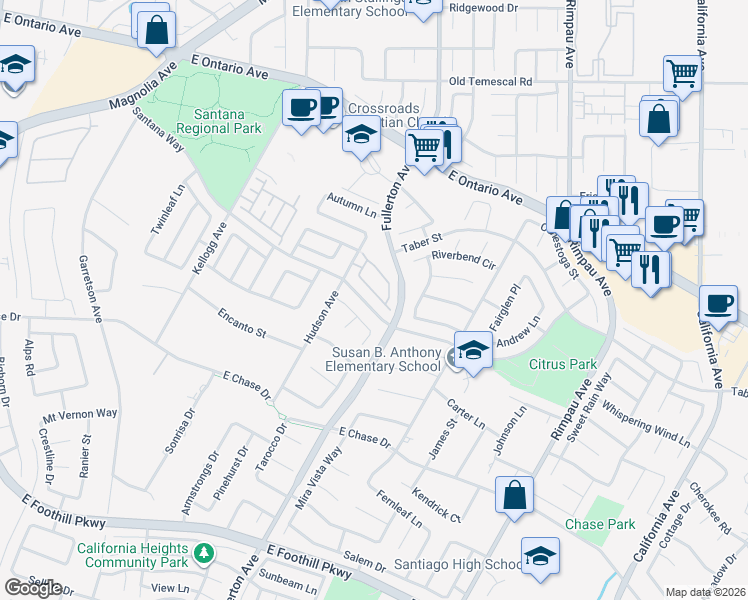 map of restaurants, bars, coffee shops, grocery stores, and more near 968 Wyngate Drive in Corona