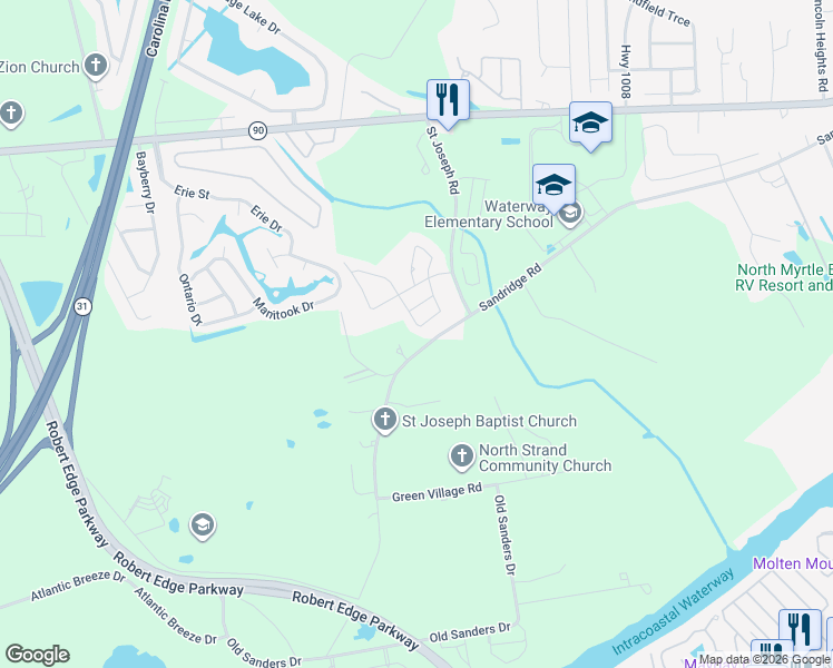 map of restaurants, bars, coffee shops, grocery stores, and more near 1107 Jasmine Trail in Little River