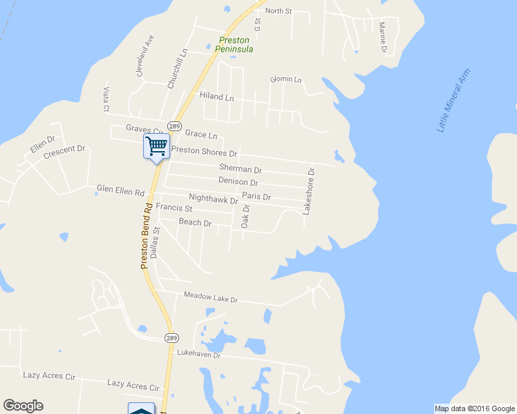 map of restaurants, bars, coffee shops, grocery stores, and more near 404 Nighthawk Drive in Pottsboro