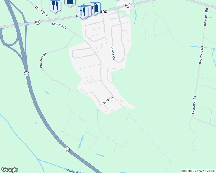 map of restaurants, bars, coffee shops, grocery stores, and more near 2832 Monaca Drive in Longs