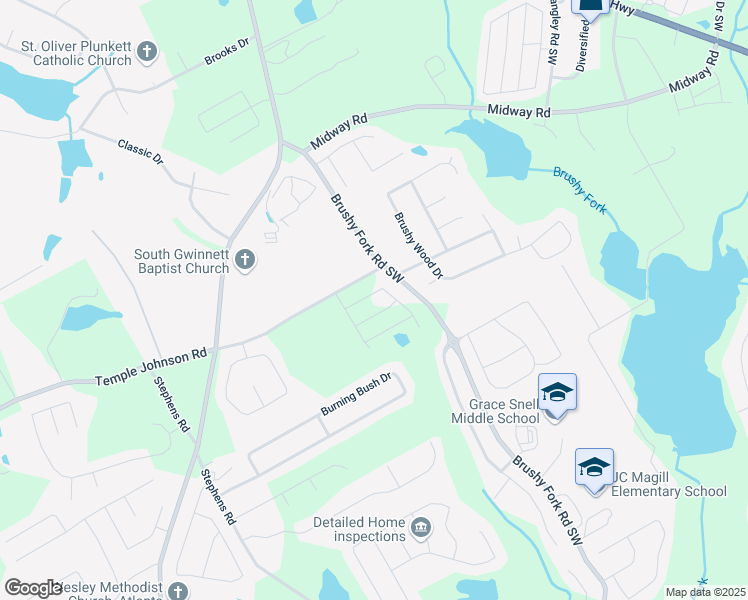 map of restaurants, bars, coffee shops, grocery stores, and more near 3529 Brushy Fork Road Southwest in Loganville