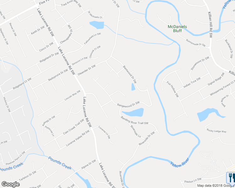 map of restaurants, bars, coffee shops, grocery stores, and more near 4402 Hardwood Circle Southwest in Lilburn