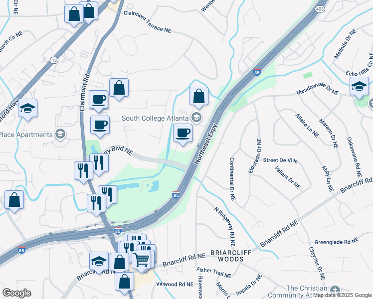 map of restaurants, bars, coffee shops, grocery stores, and more near in 