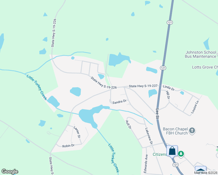 map of restaurants, bars, coffee shops, grocery stores, and more near 601 State Highway S-19-226 in Johnston